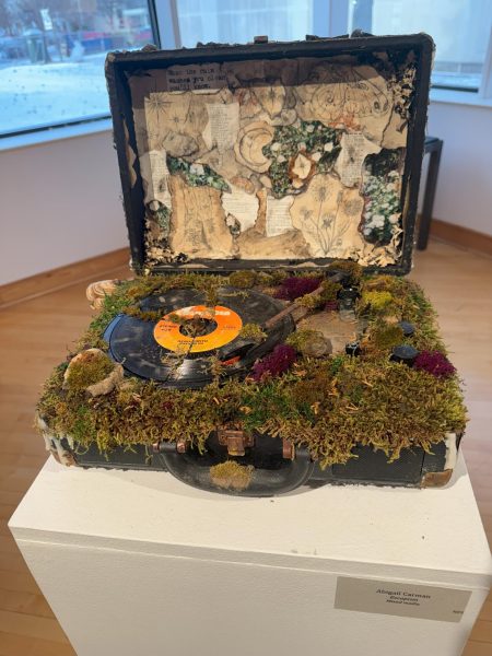 Escapism by Abigail Carman is a multi-media art project featuring living moss Carman waters every day. It is part of the Select Student Works exhibit in the IUK Art Gallery until Feb. 15.